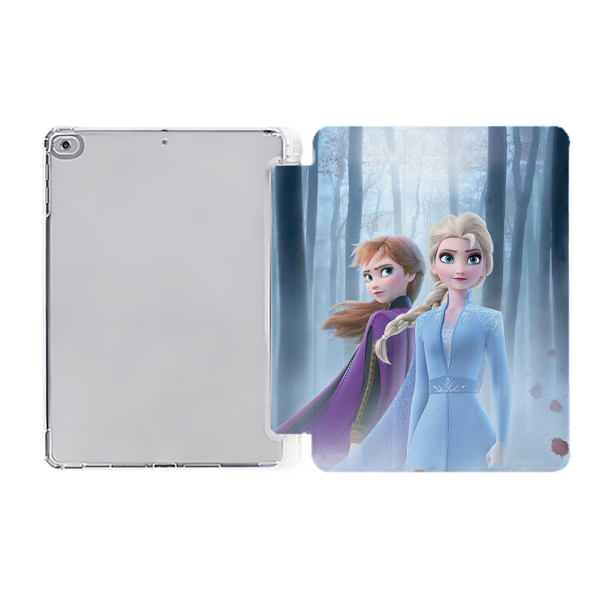 （画像用） アナと雪の女王 アンナ エルサ Frozen Anna Elsa IPad ケース ペン収納付き 三つ折りスタンド PUレザー×シリコン 対応機種9.5/10.5/10.9インチ
